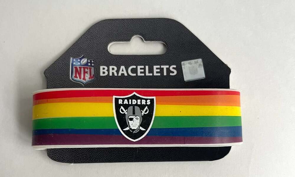 NFL Las Vegas Raiders Pride Rainbow Silicone Bracelet Wristband New